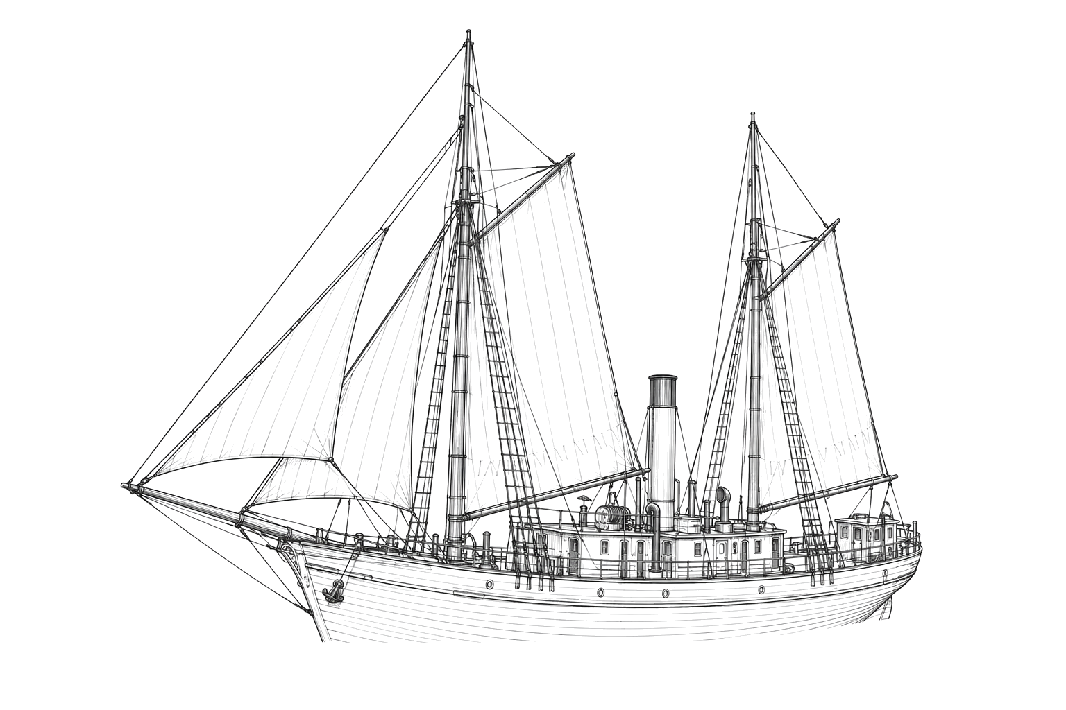 Engraved line drawing of the Suejac