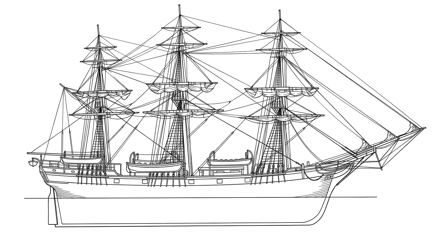 Engraved line drawing of the Parker