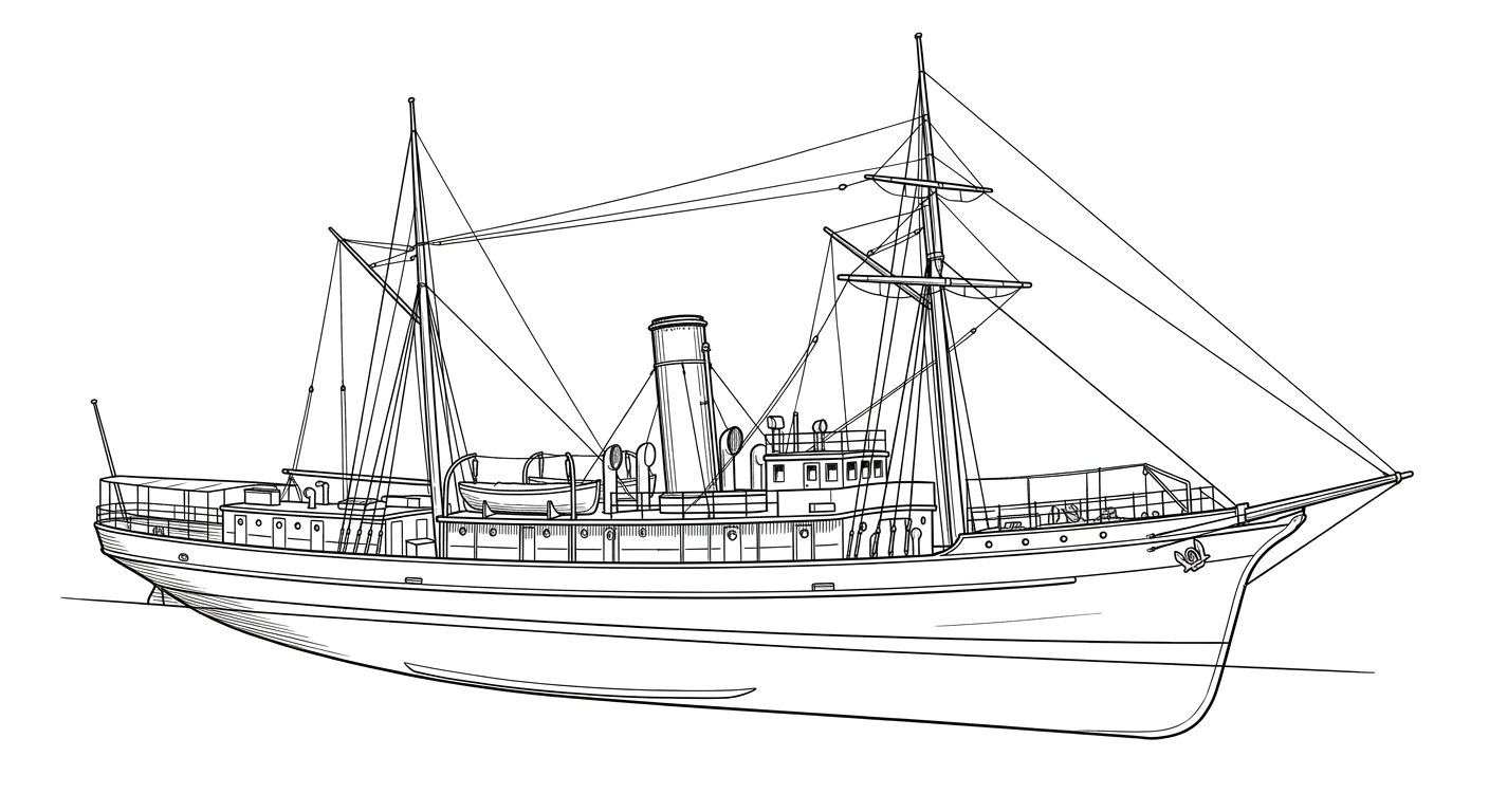 Engraved line drawing of the USRC Perry