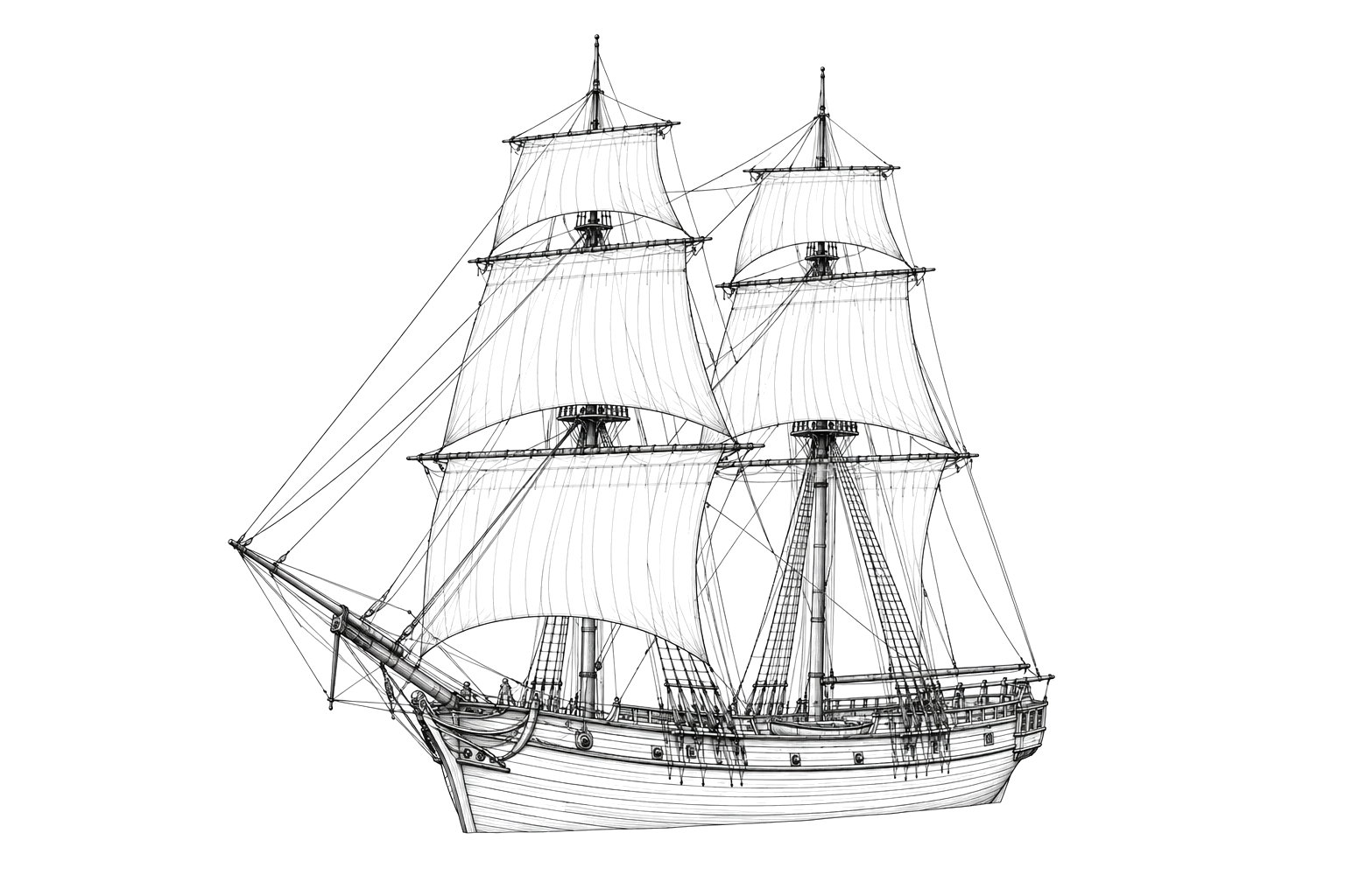 Engraved line drawing of the Hannah
