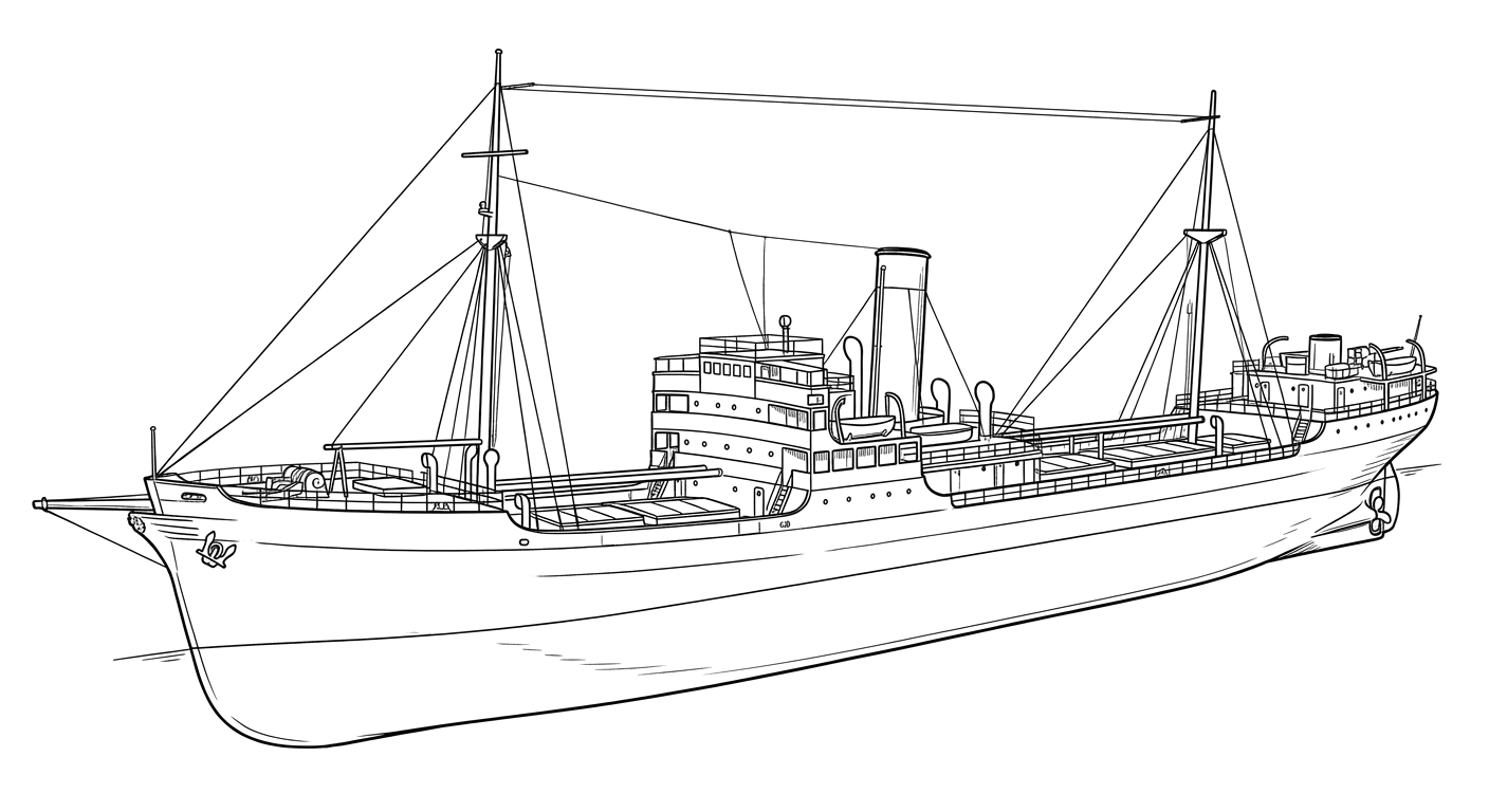 Engraved line drawing of the SS R. W. Gallagher