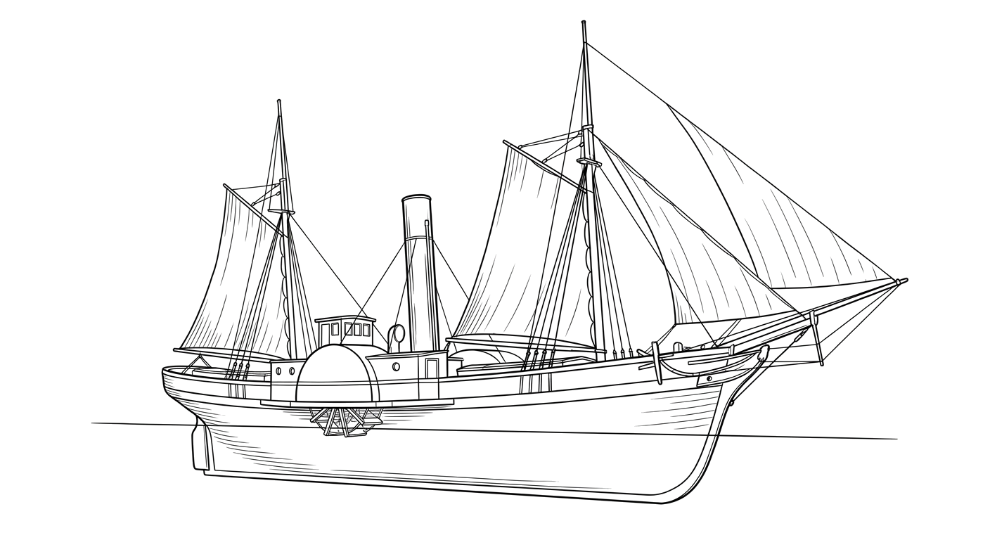 Engraved line drawing of the Phoenix