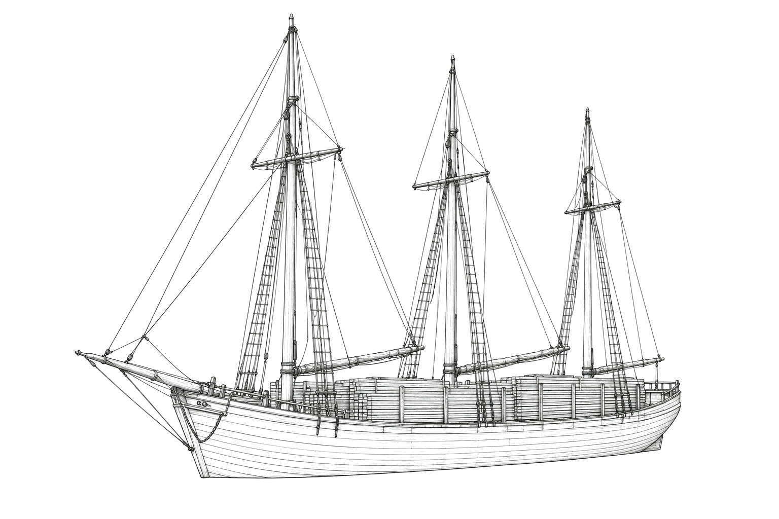 Engraved line drawing of the Selden E. Marvin