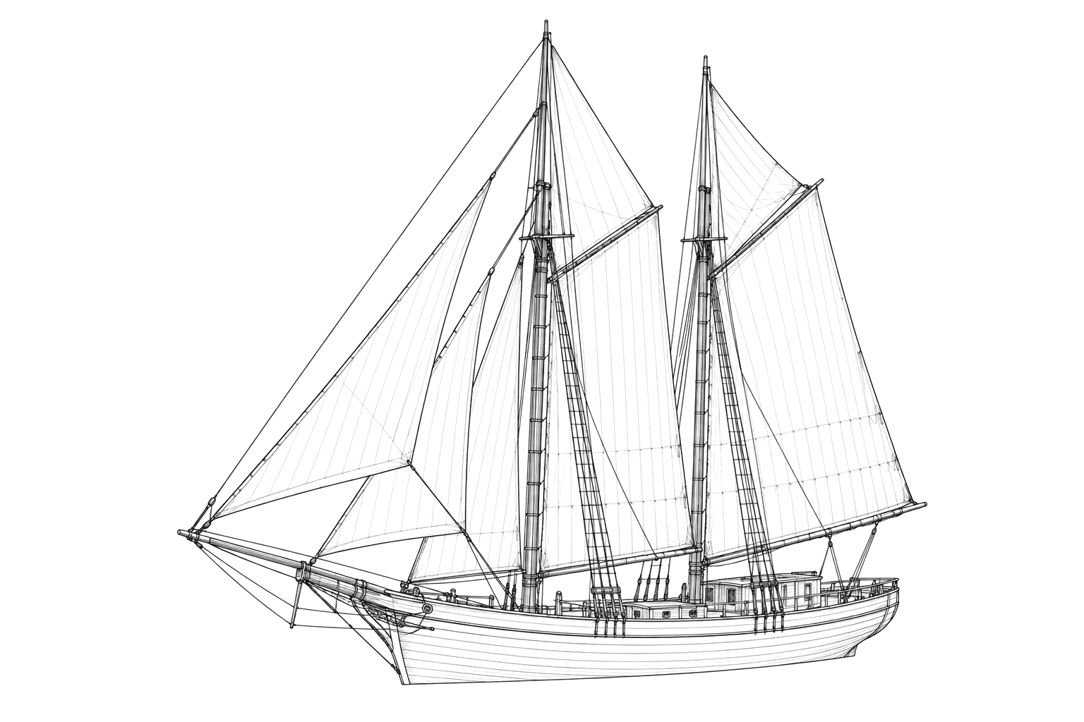 Engraved line drawing of the C. Harrison