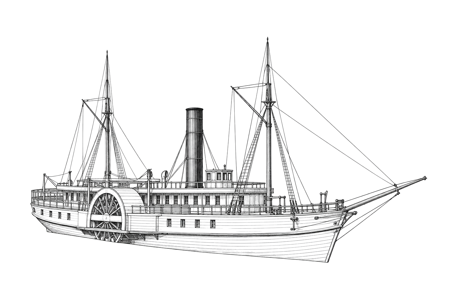 Engraved line drawing of the Benjamin Franklin
