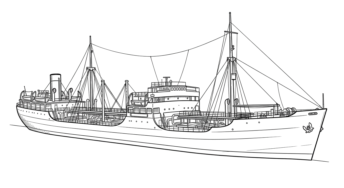 Engraved line drawing of the SS Virginia