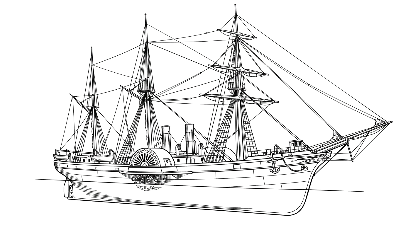 Engraved line drawing of the General Beauregard