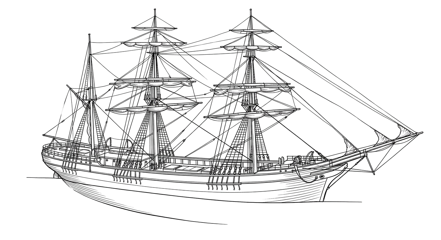 Engraved line drawing of the North Carolina