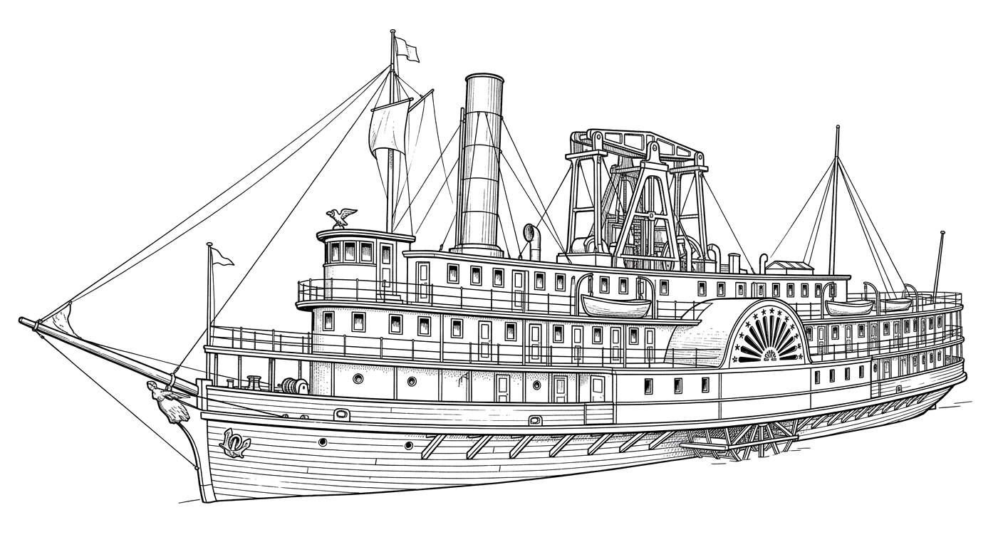 Engraved line drawing of the Granite State