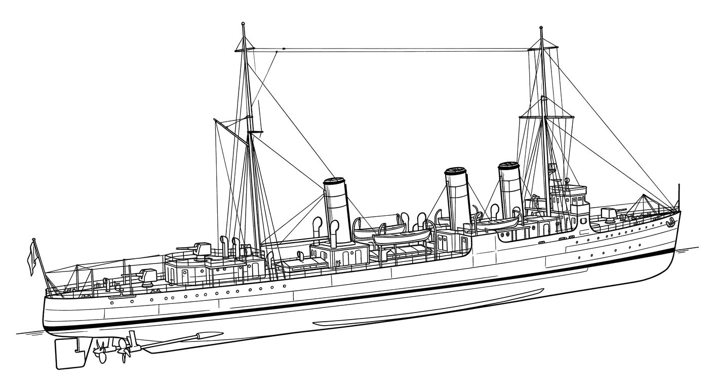 Engraved line drawing of the USS Bancroft