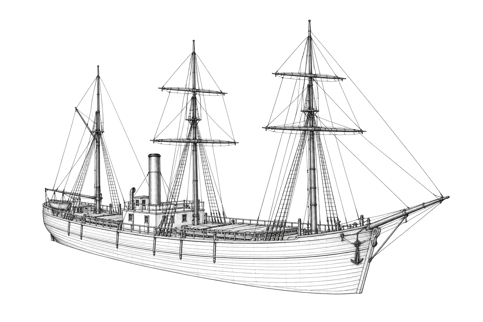 Engraved line drawing of the D.M. Wilson