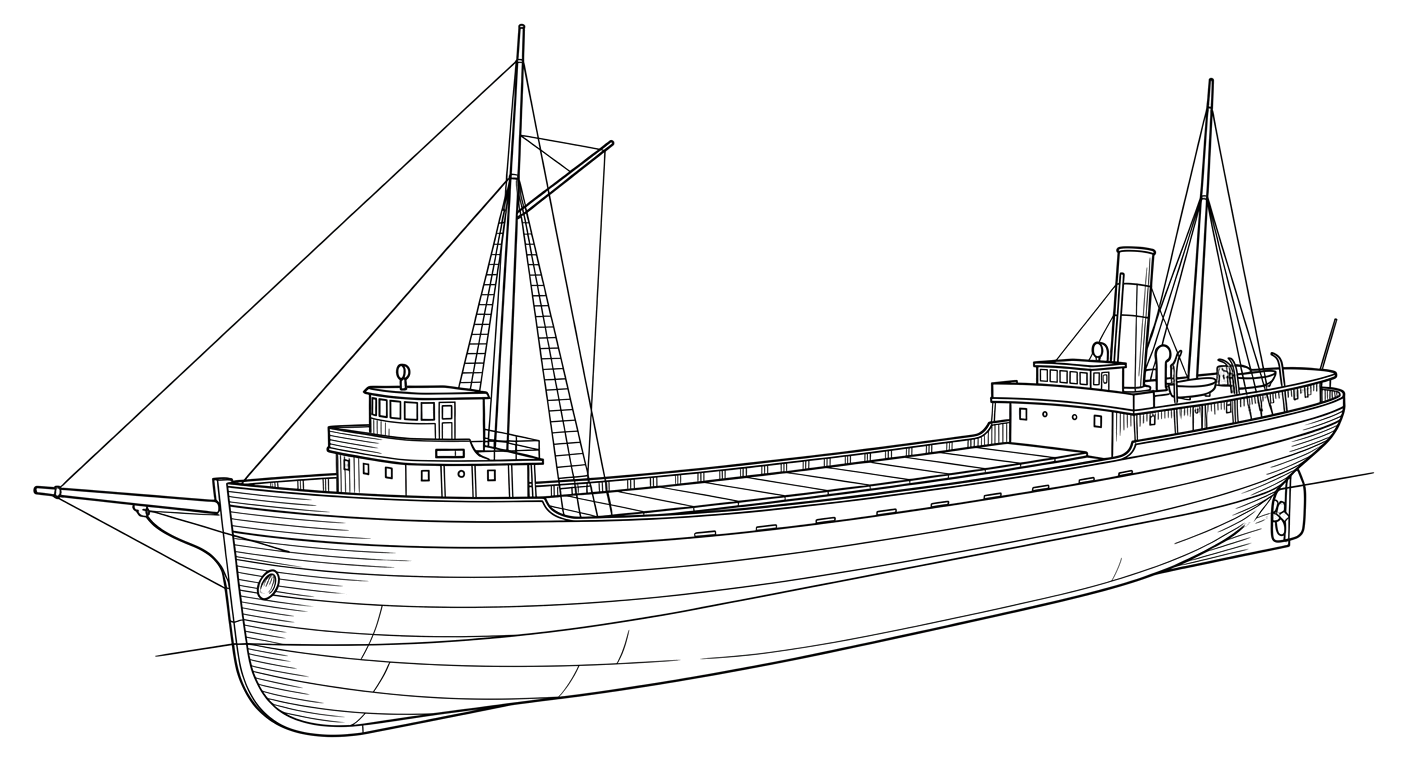 Engraved line drawing of the Fedora