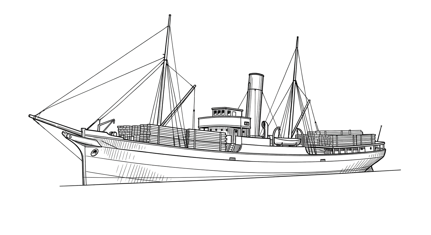 Engraved line drawing of the SS Czarina