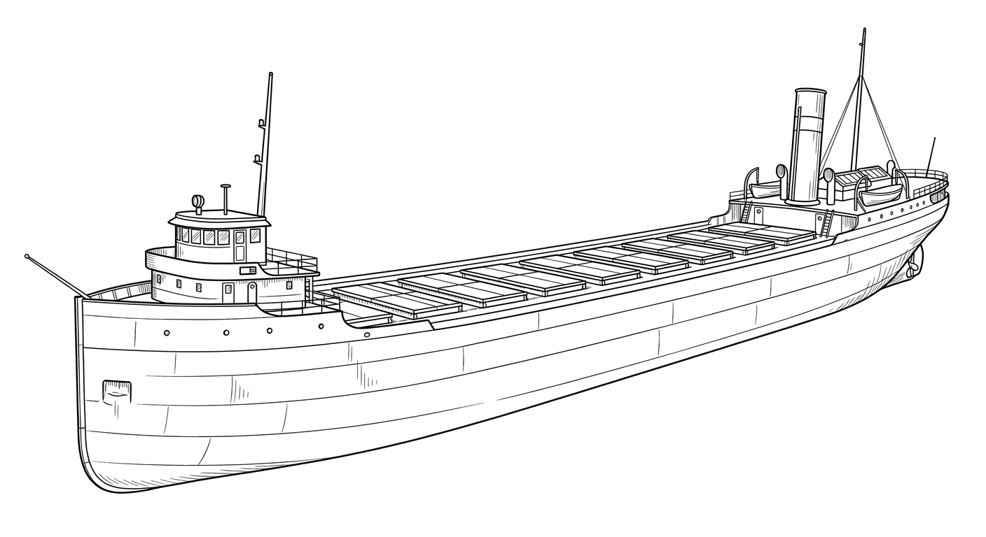 Engraved line drawing of the John B. Cowle