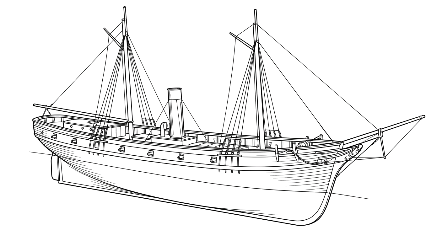 Engraved line drawing of the CSS Pee Dee