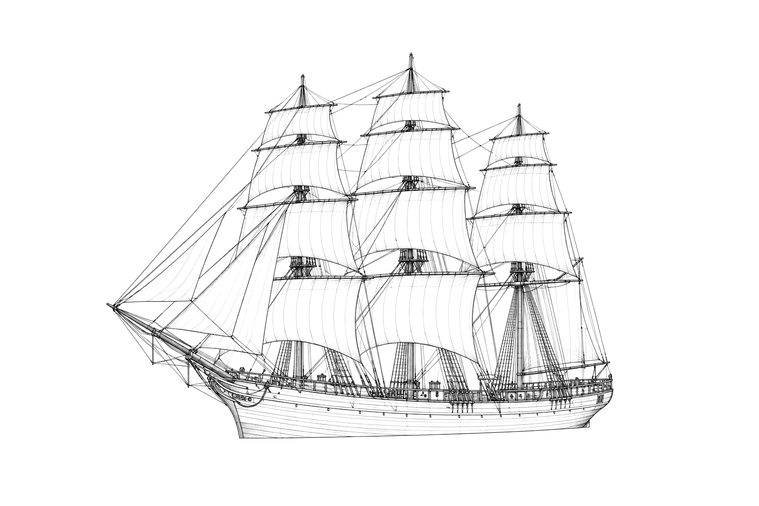 Engraved line drawing of the Majestic