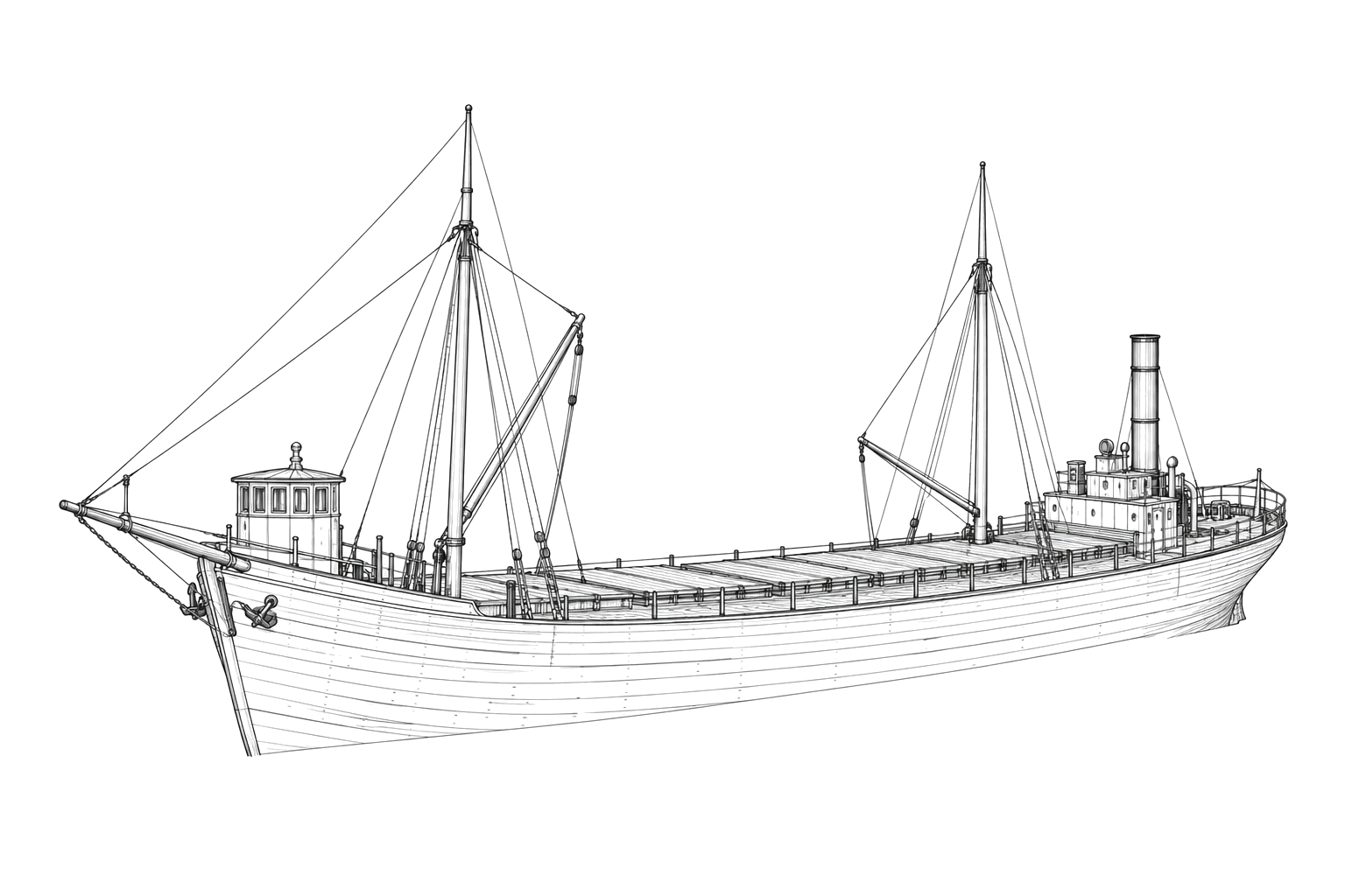 Engraved line drawing of the R.J. Hackett