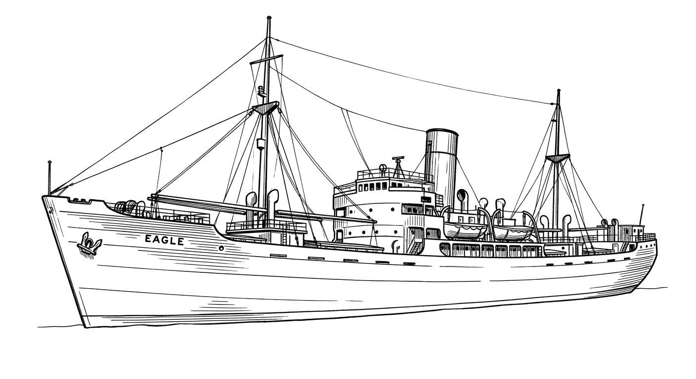 Engraved line drawing of the Eagle