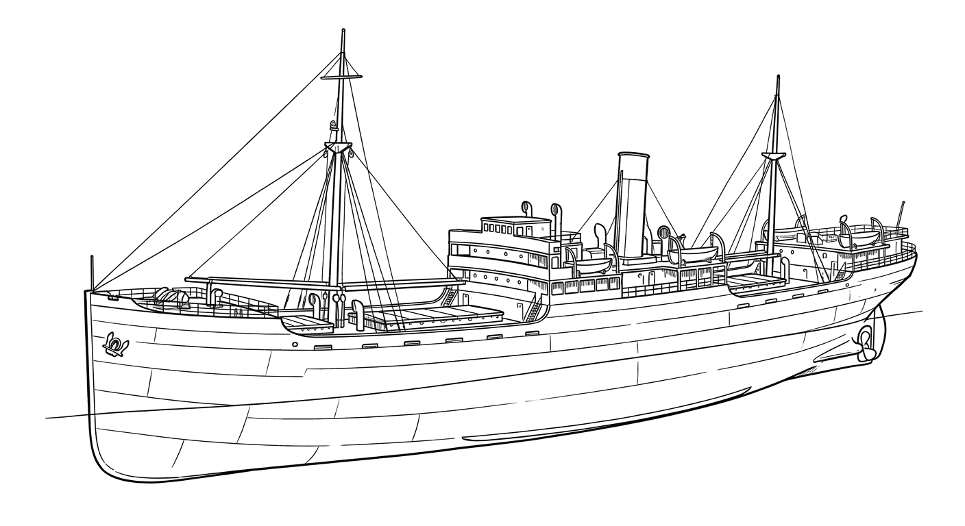 Engraved line drawing of the Etruria
