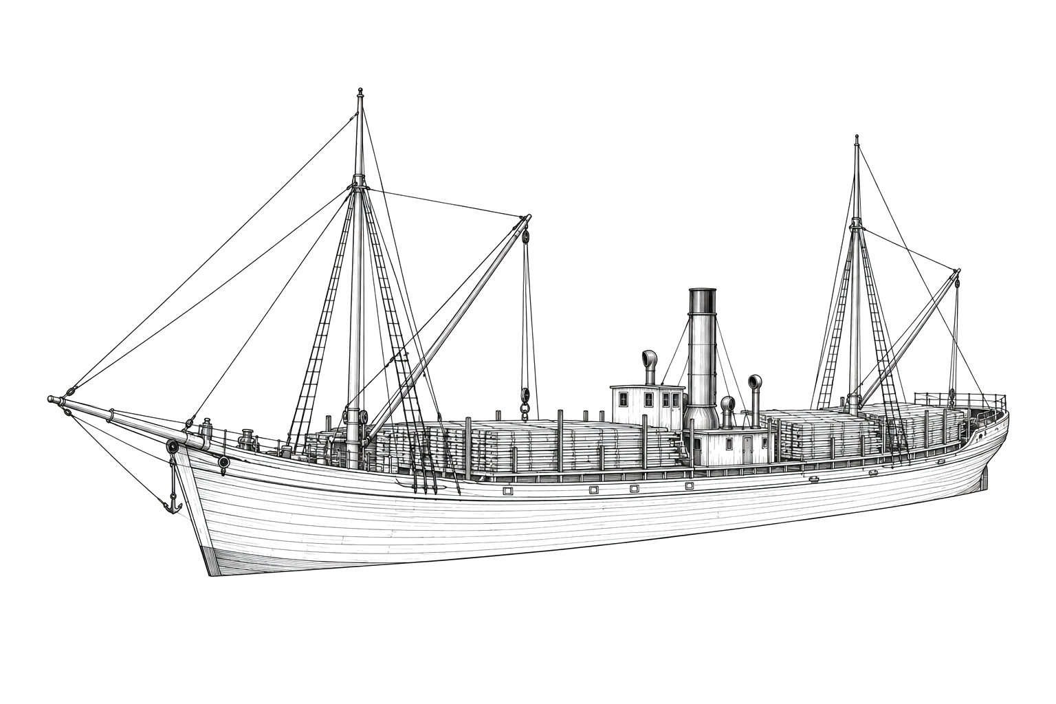 Engraved line drawing of the Three Brothers