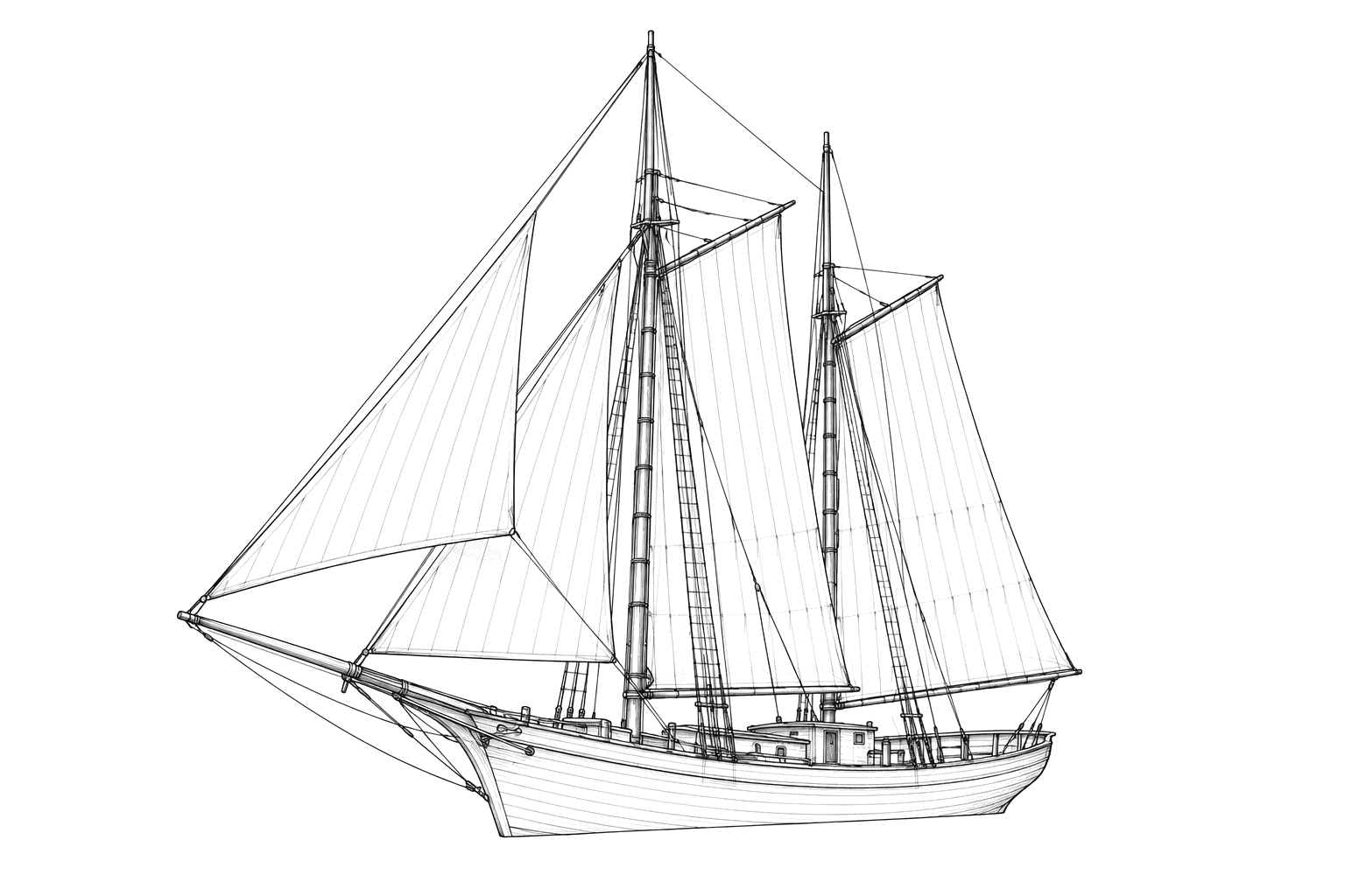 Engraved line drawing of the Cynthia Gordon