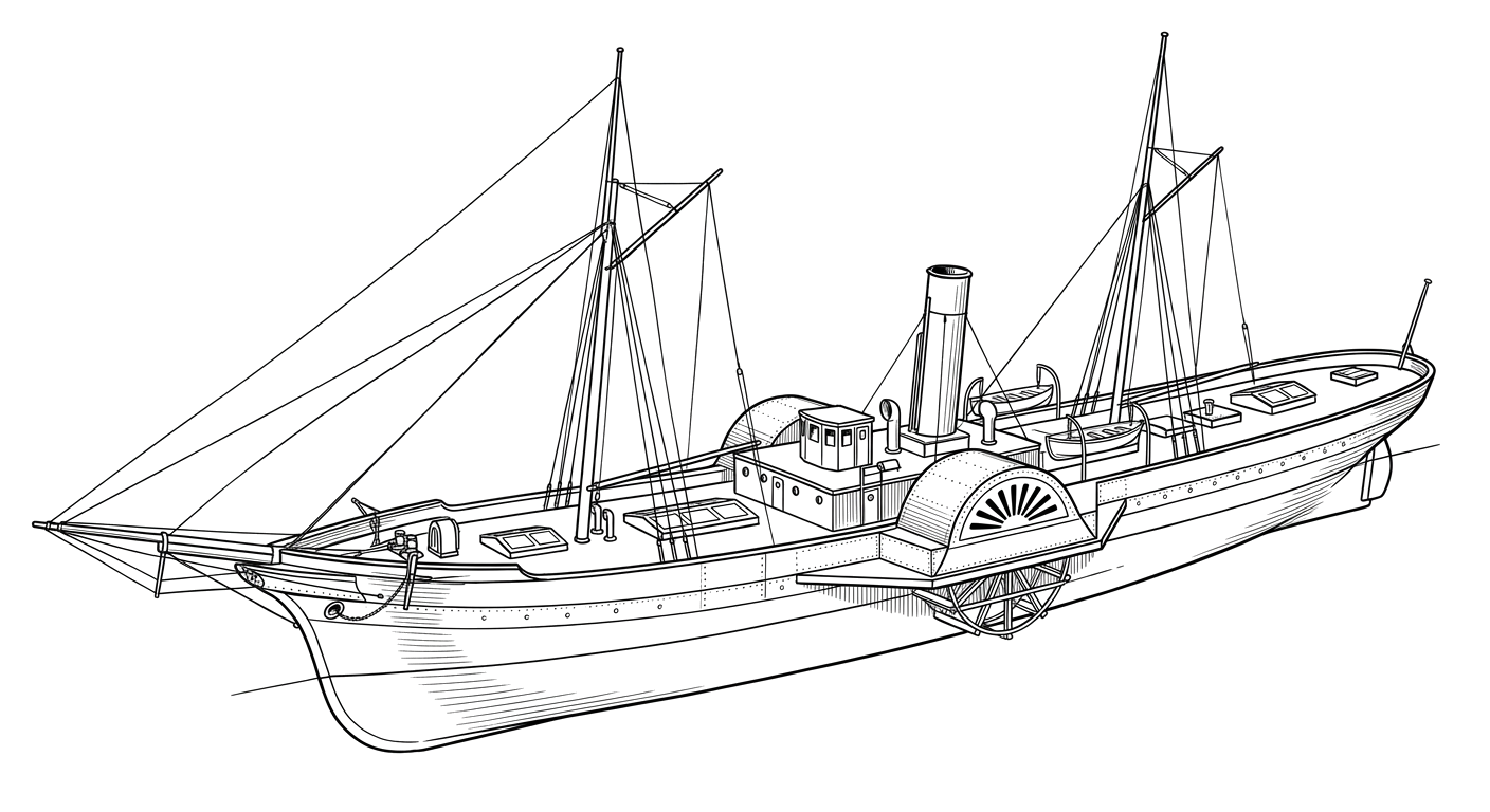Engraved line drawing of the Will o' the Wisp