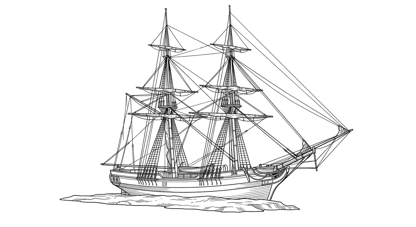 Engraved line drawing of the USS Chippewa