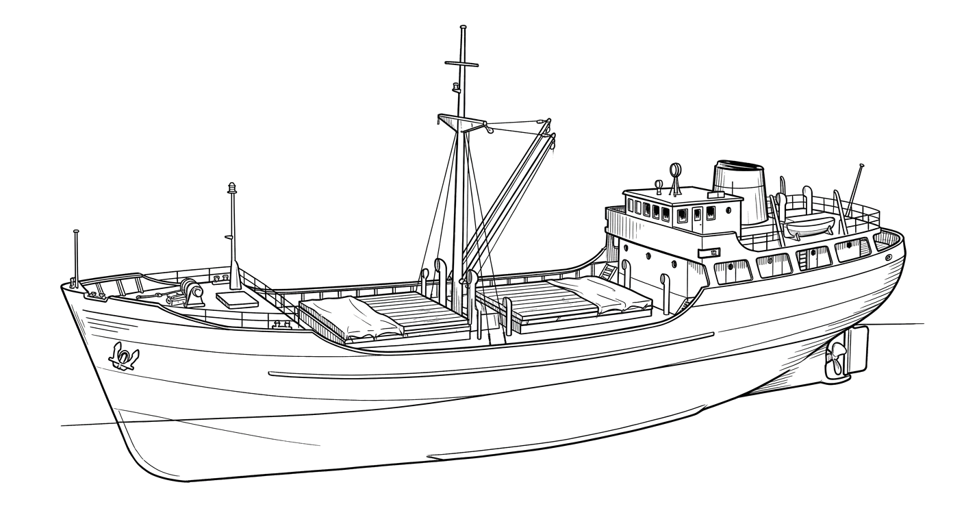Engraved line drawing of the Pinta