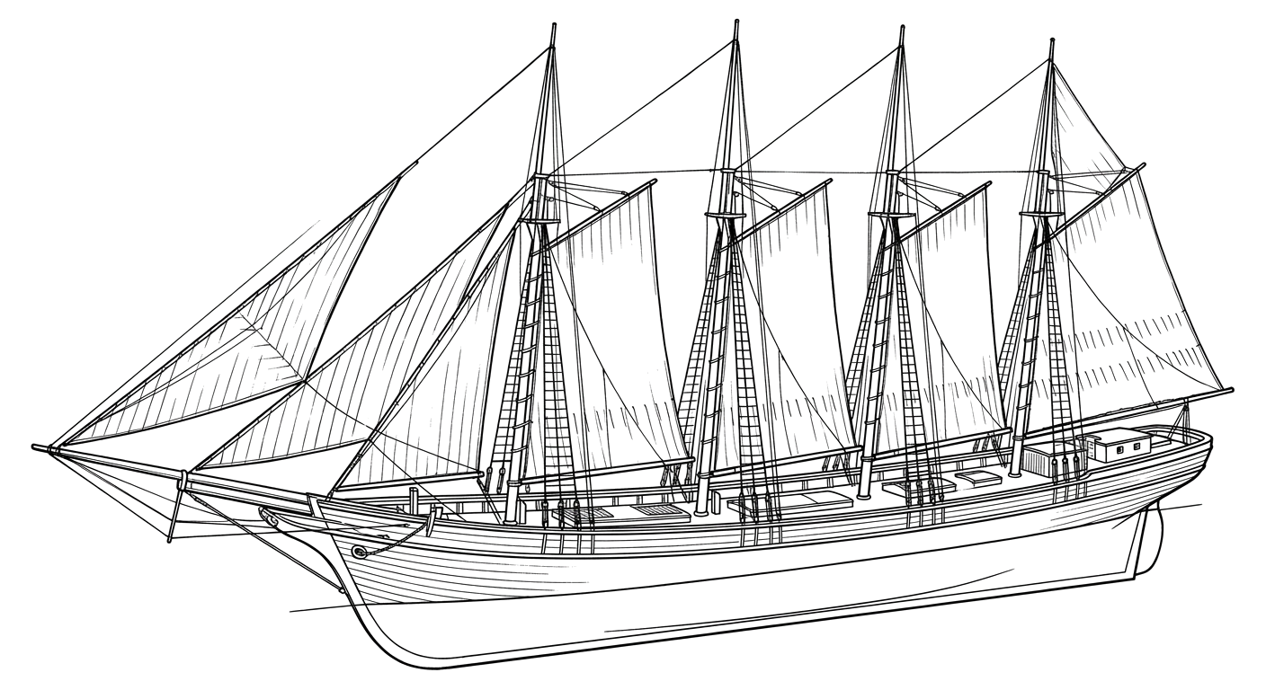 Engraved line drawing of the David Dows