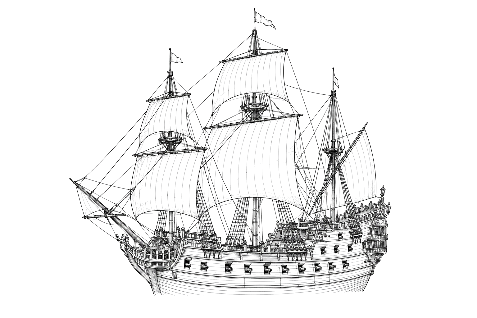 Engraved line drawing of the Cuarenta Cañones (Site)