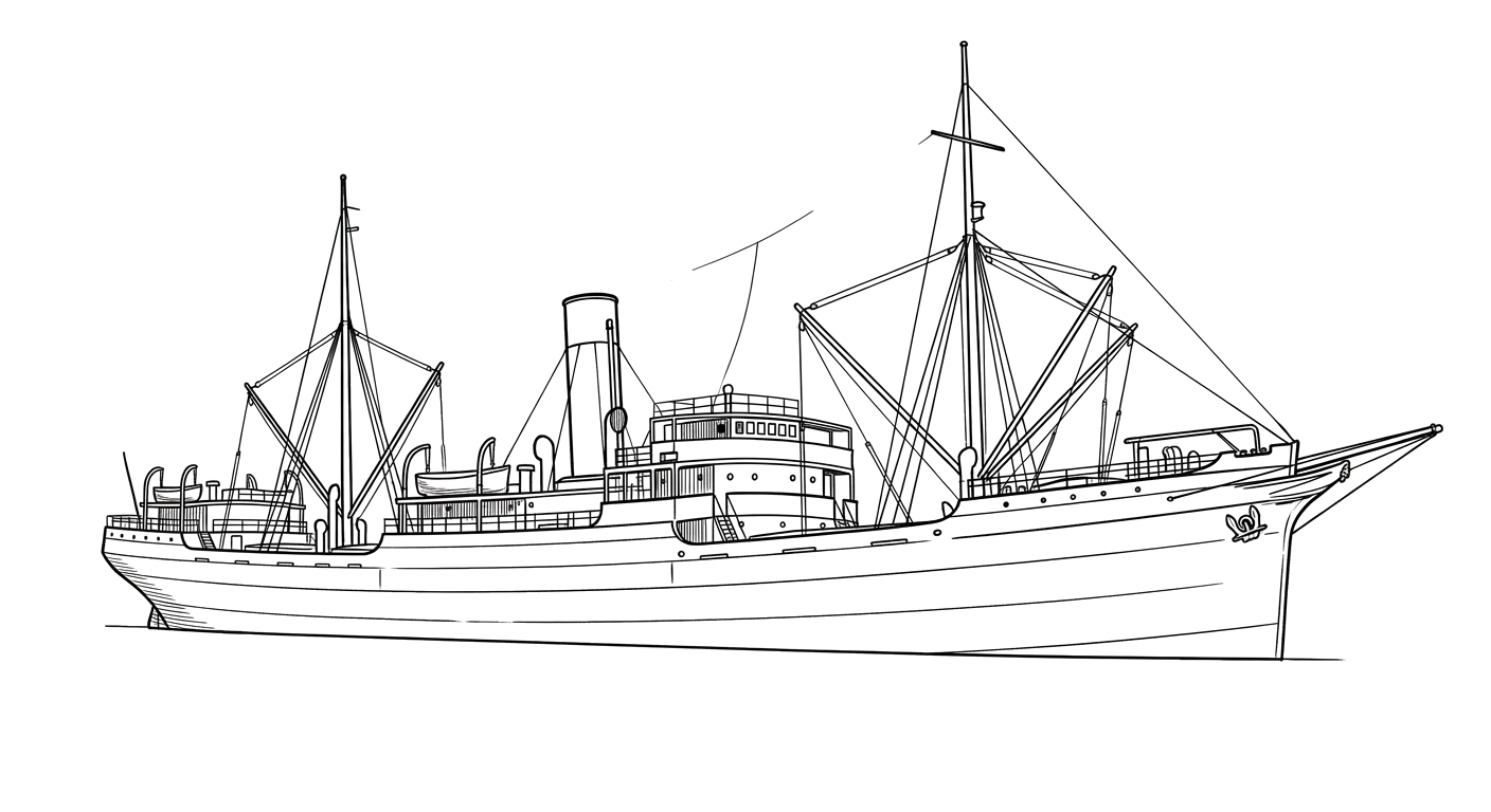Engraved line drawing of the Iristo