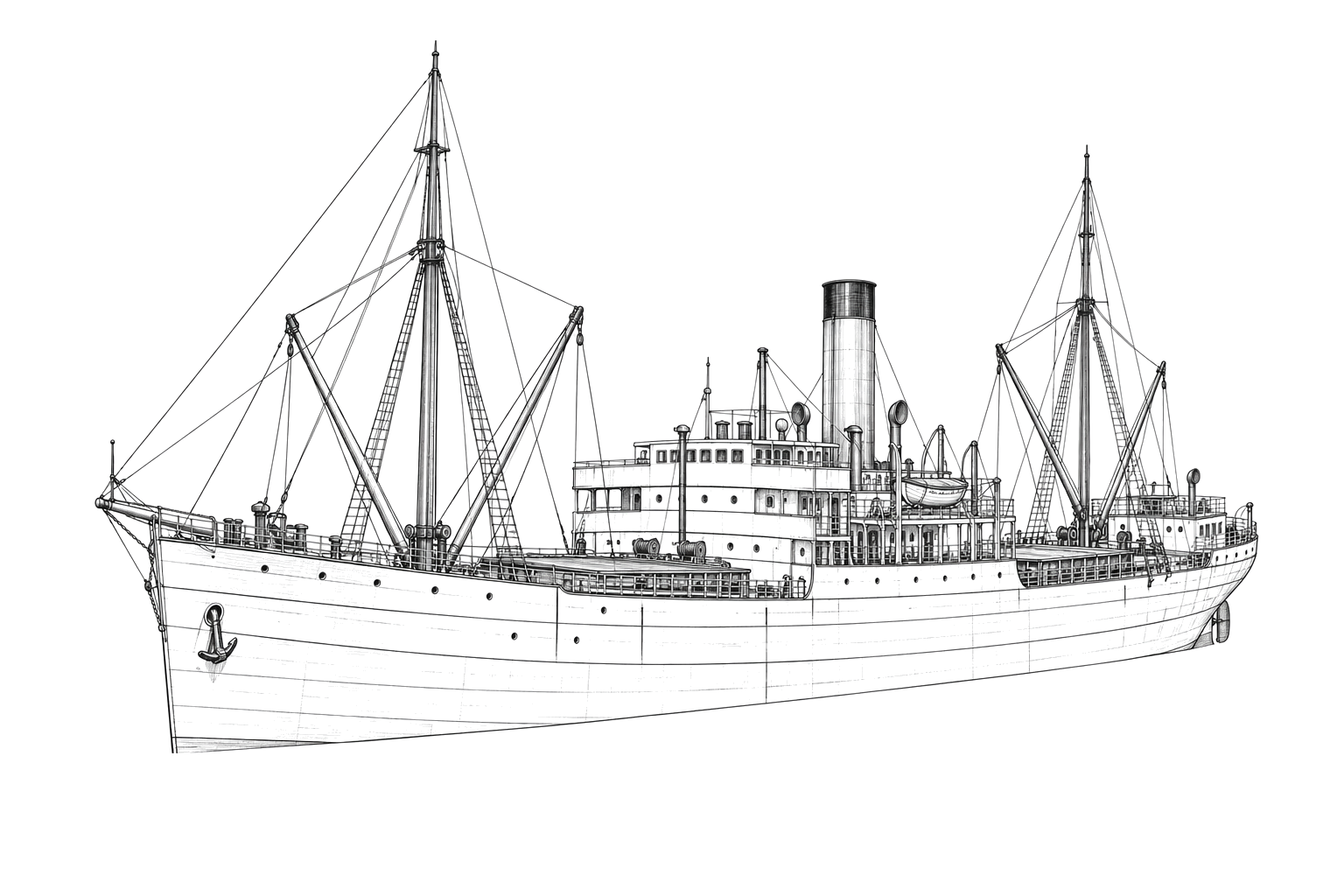 Engraved line drawing of the Merak