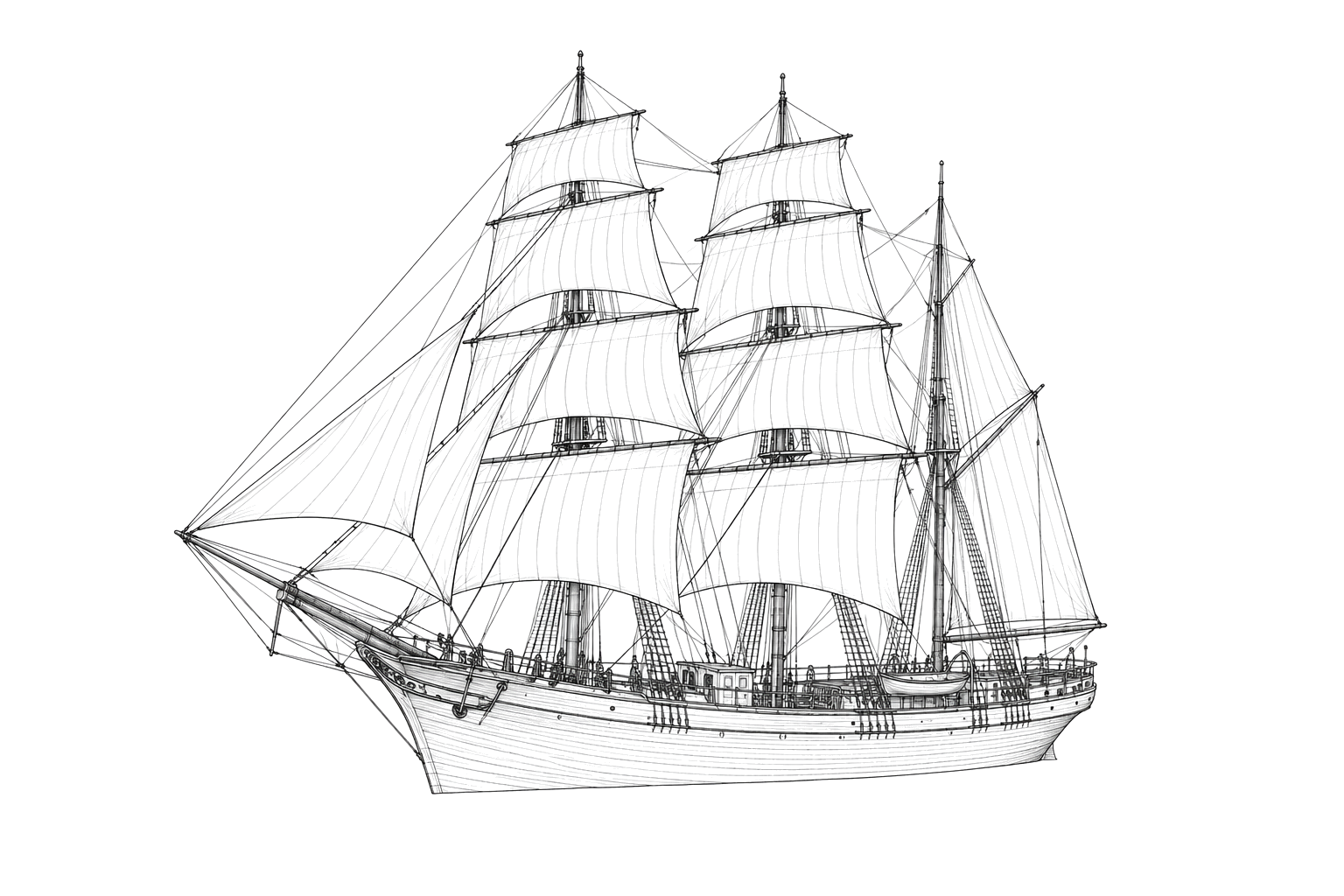 Engraved line drawing of the Ajace
