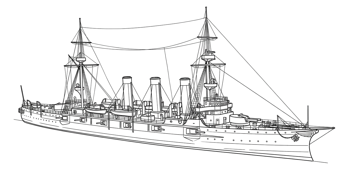 Engraved line drawing of the USS Milwaukee