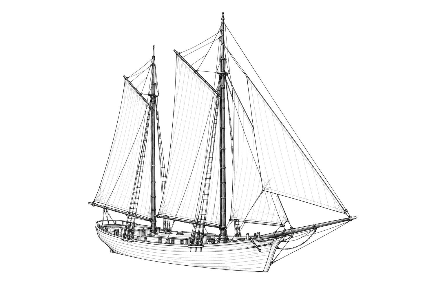 Engraved line drawing of the Mary E. Pindar
