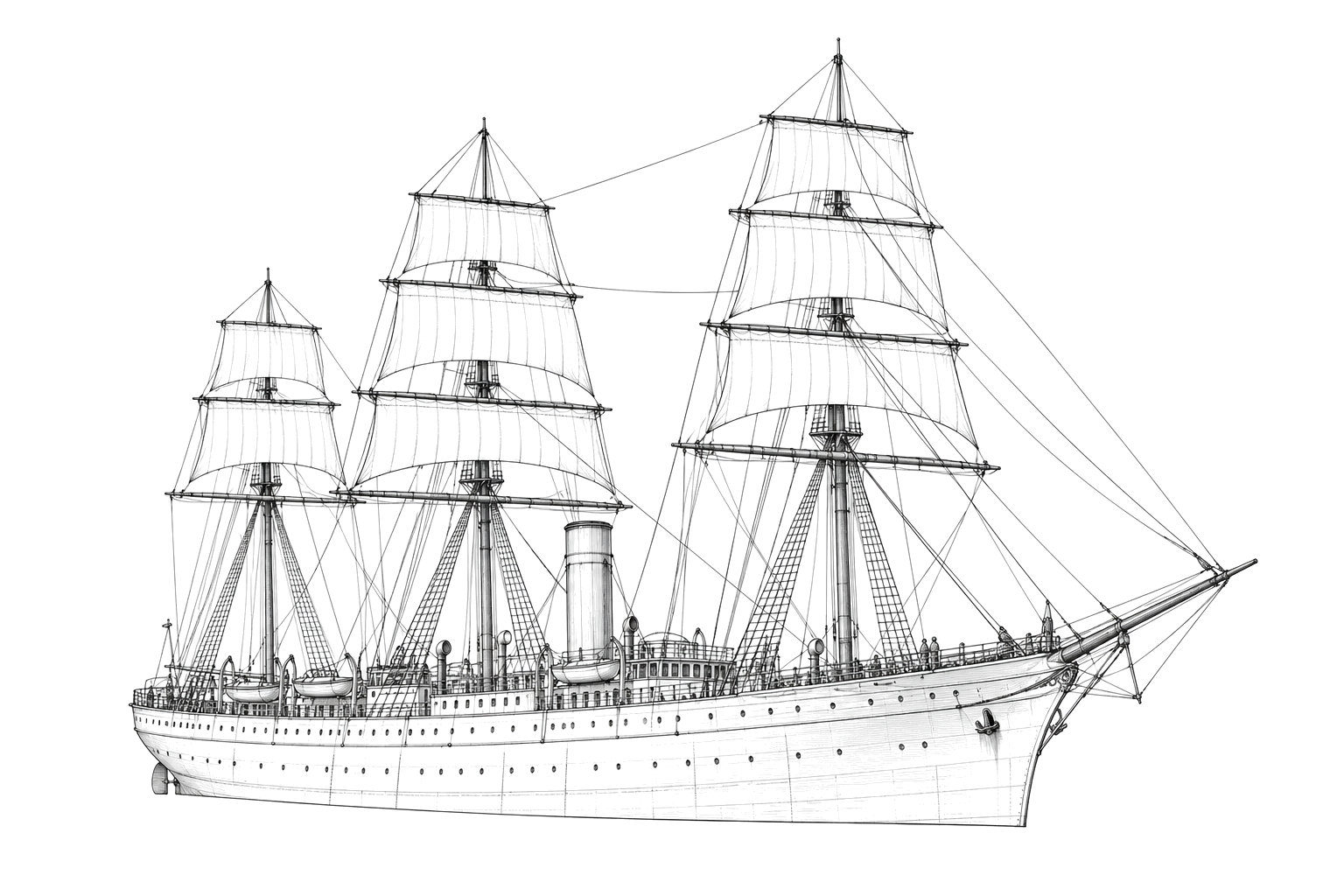 Engraved line drawing of the SS Anglo Saxon