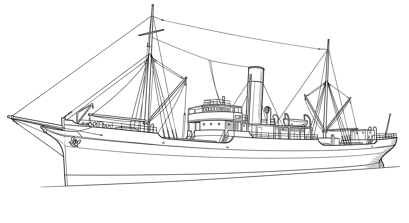 Engraved line drawing of the Carnarvon