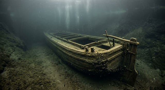 Artistic impression of the Unidentified Canal Boat (Cayuga Lake, Aurora)