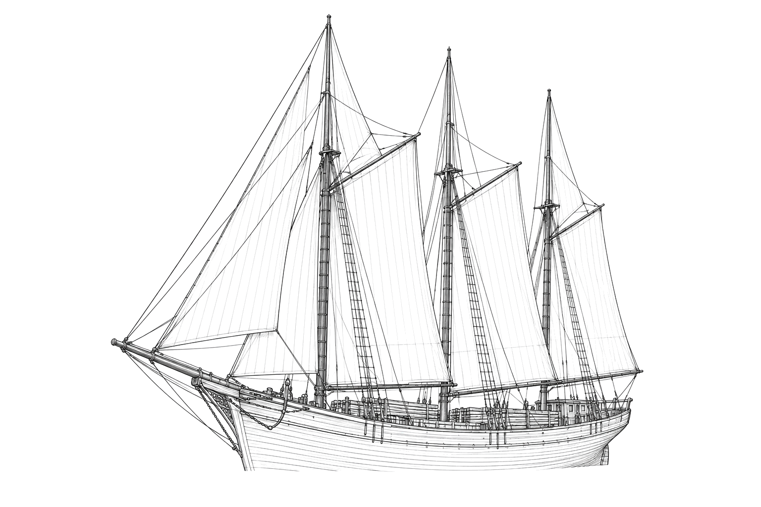 Engraved line drawing of the Dora Bluhm