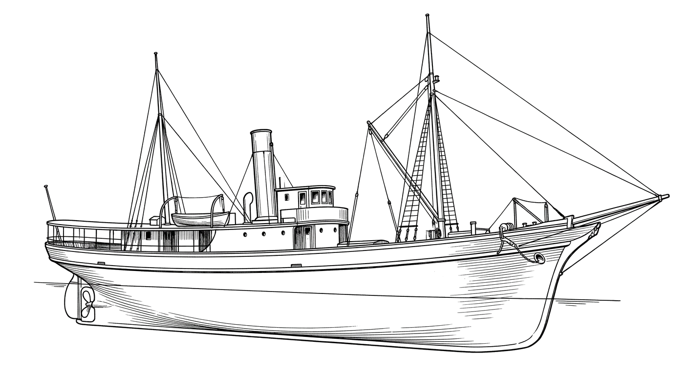 Engraved line drawing of the Sechelt