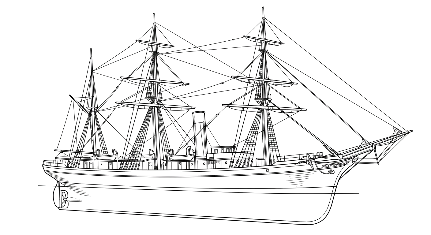 Engraved line drawing of the Missouri