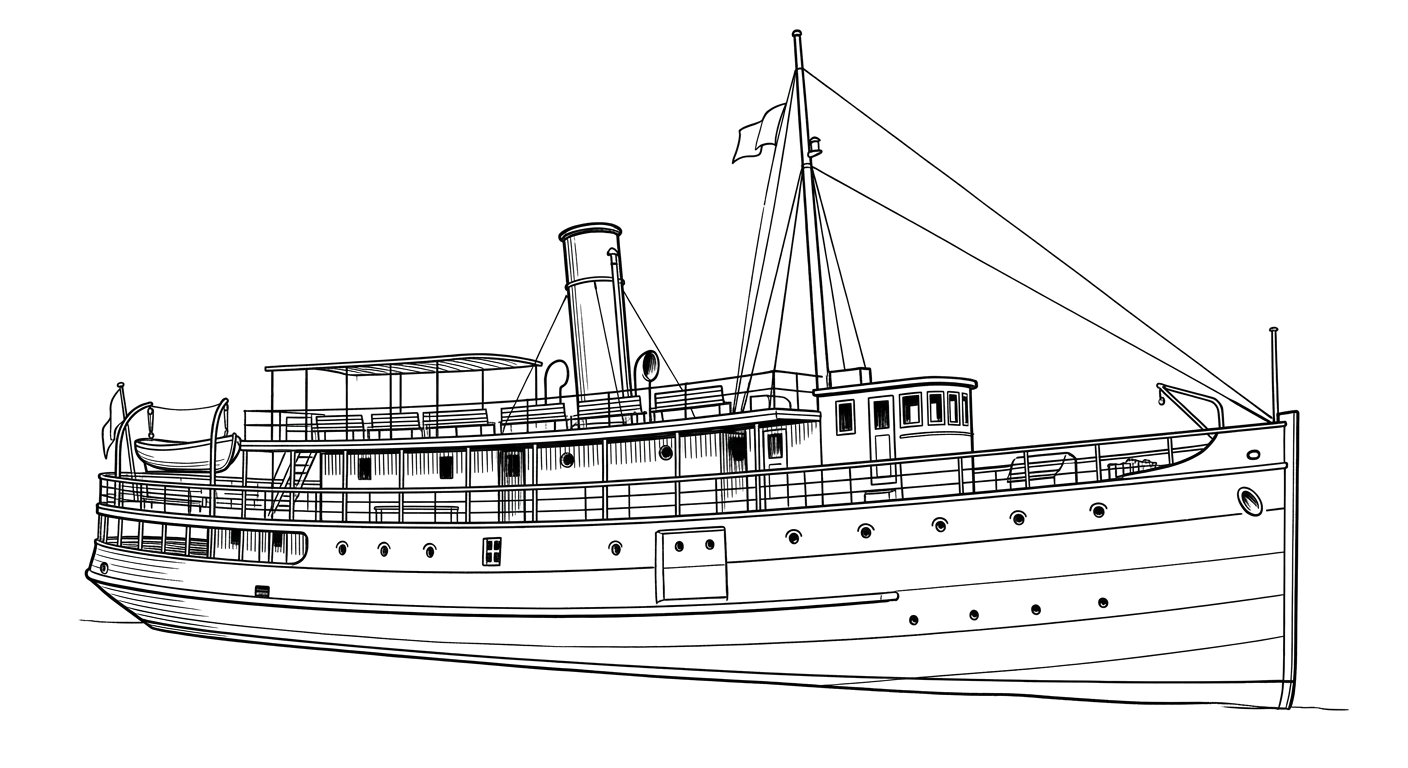 Engraved line drawing of the Silver Spray