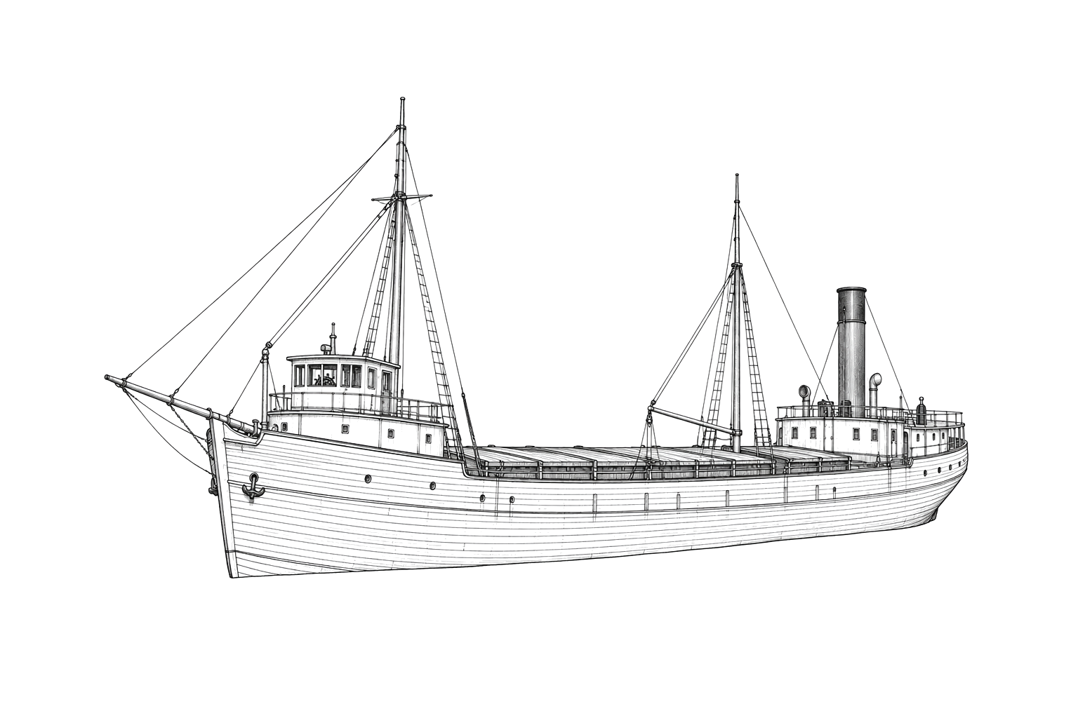 Engraved line drawing of the Mary Jarecki