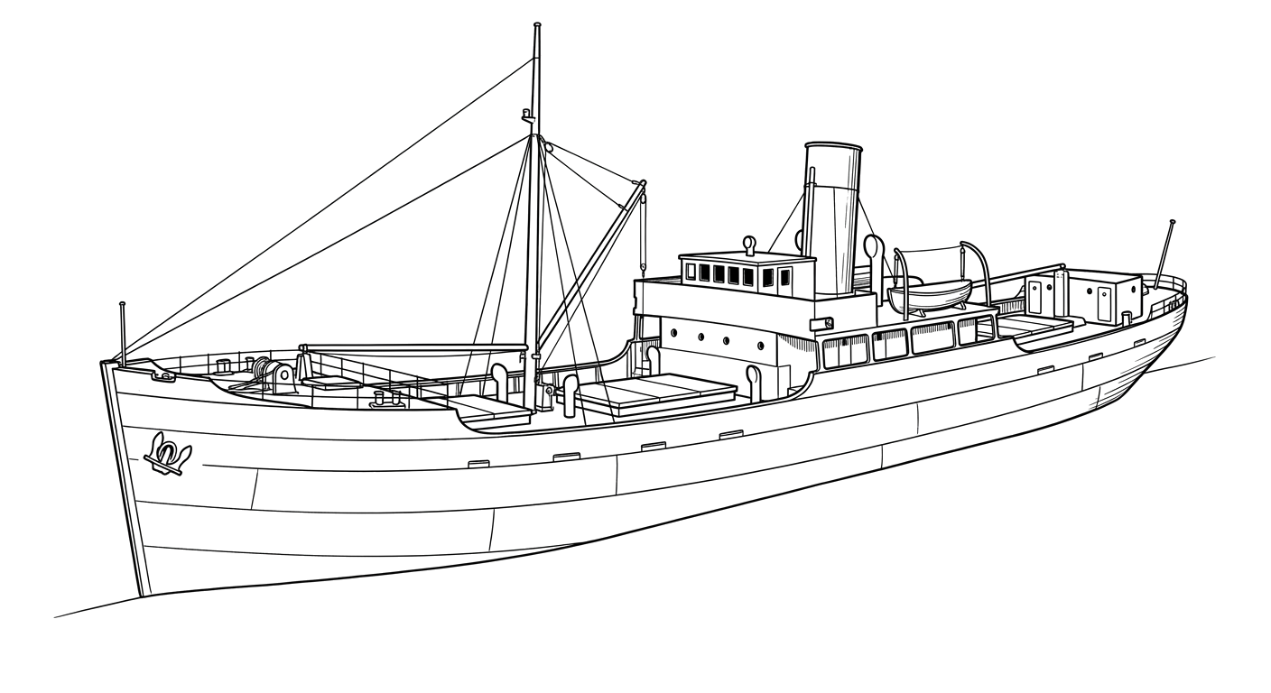 Engraved line drawing of the Oro Verde
