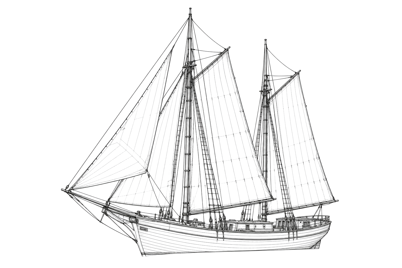 Engraved line drawing of the Centerboard Schooner Wreck