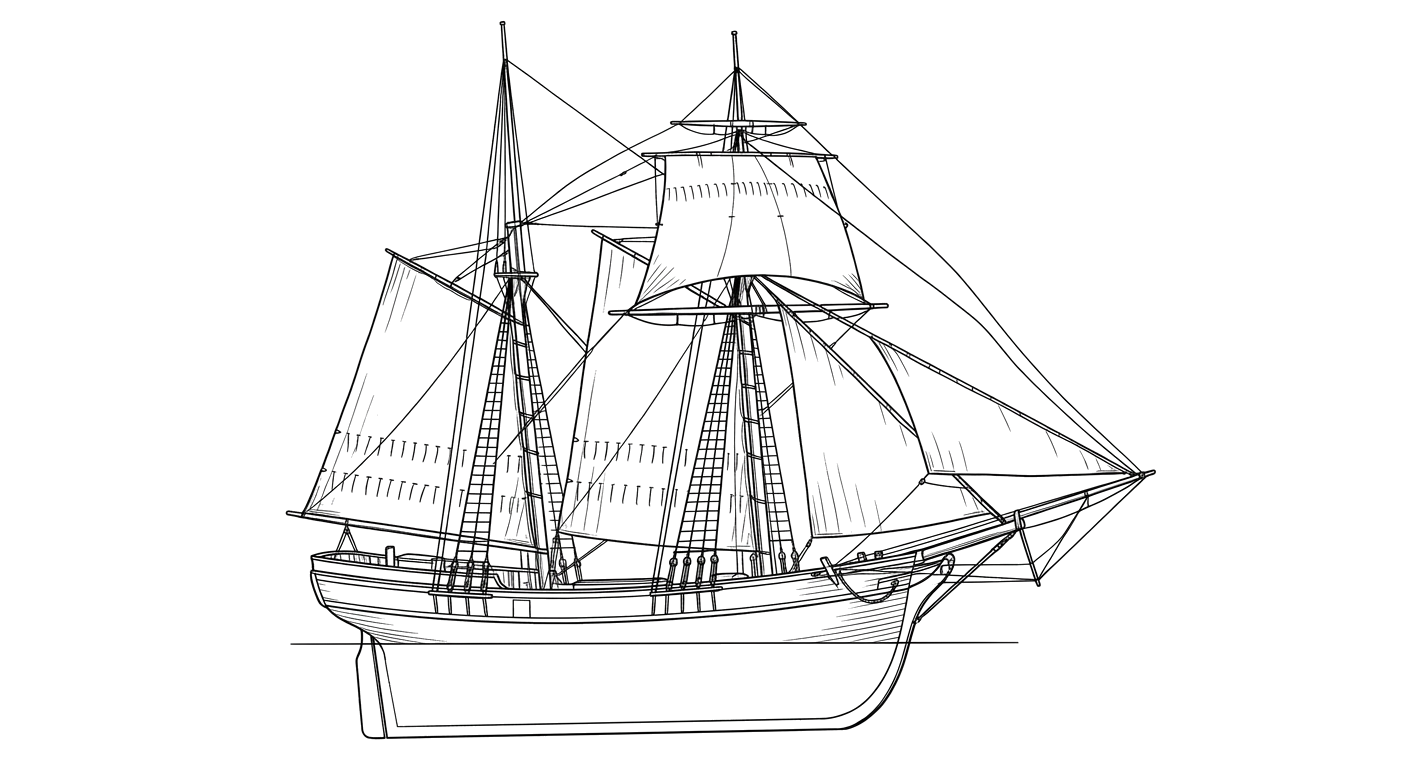Engraved line drawing of the Caroline Eddy