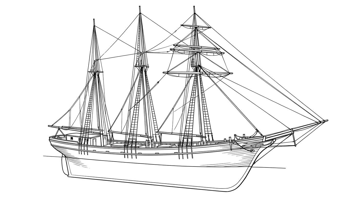 Engraved line drawing of the John L. Shaw