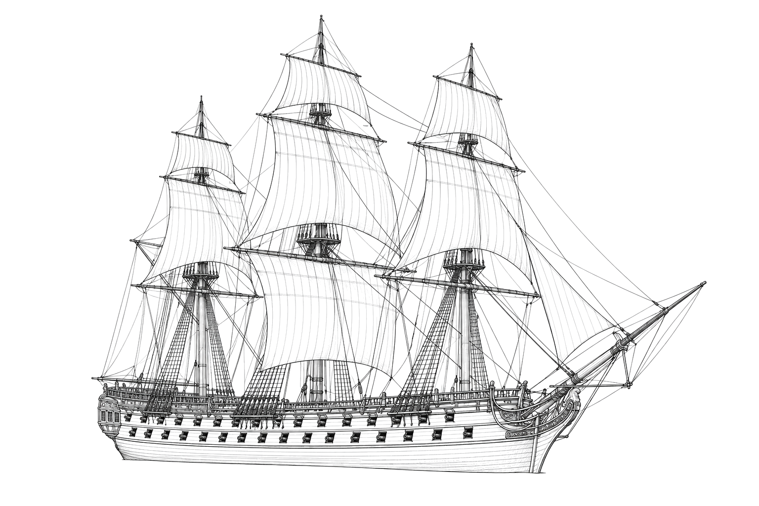 Engraved line drawing of the L'Herminie