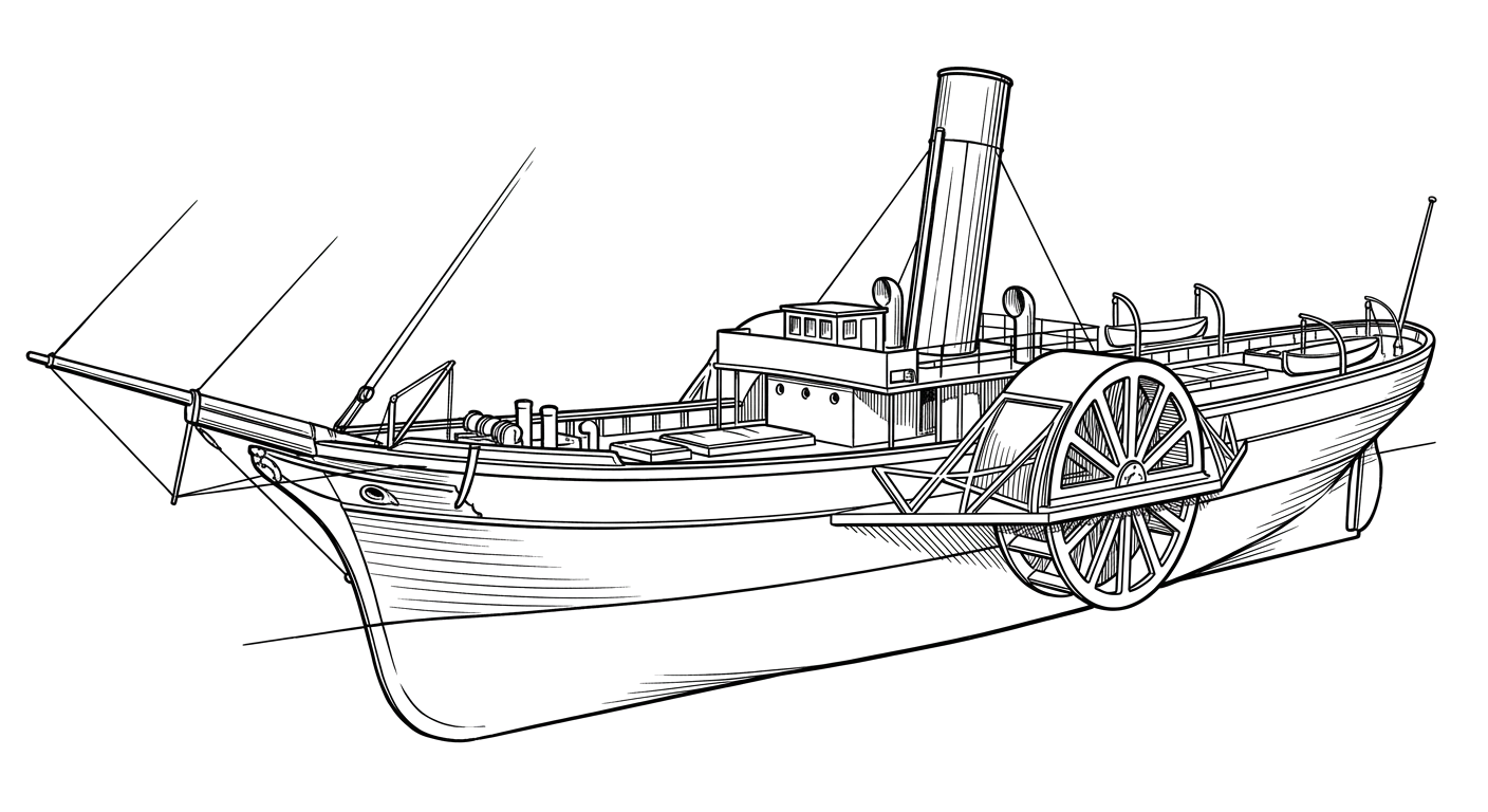 Engraved line drawing of the Ruby