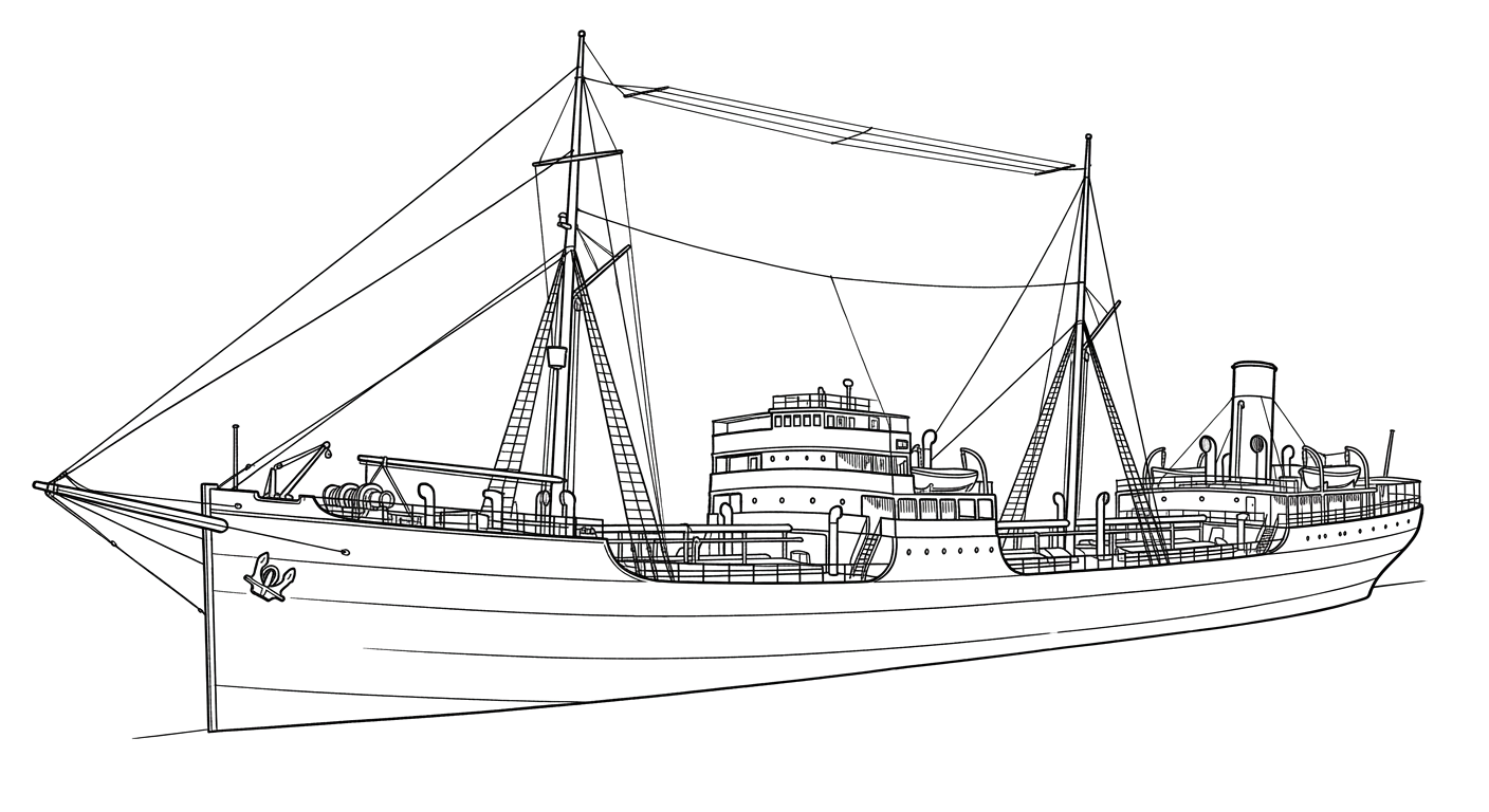 Engraved line drawing of the SS Lyman Stewart